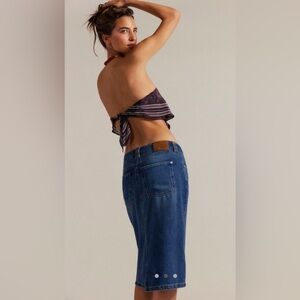 NWT we the free people Stella denim column skirt nova blue sz 26 / 2